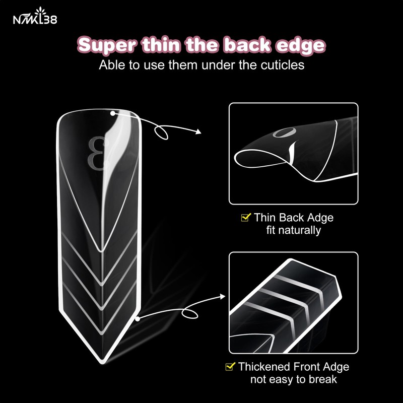 NMKL38 150PCS Dual Nail Forms 15 Sizes Extension Poly Nail