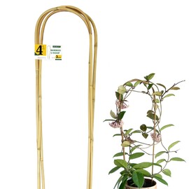 Jollybower Natural U-Hoops Bamboo Plants Trellis 4Ft, Garden Trellis U-Shape for Climbing Plants, Garden Arch Support for Potted Plants, Vines, Ivy Climbing Plants, Flowers-3 Pack