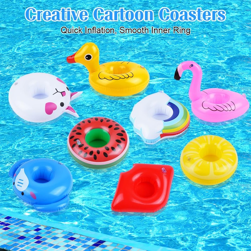 AUYAO Inflatable Drink Holder, Pack of 8 Inflatable Floating Coasters,
