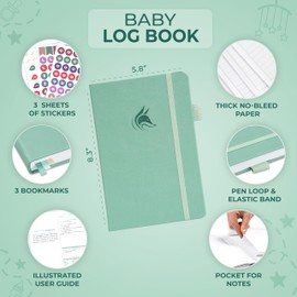 Clever Fox Baby Log Book – Daily Feeding & Sleep Tracker Journal – Medical Care Newborn Record, Gifts for New Parents & Baby Registry (Mint Cream)