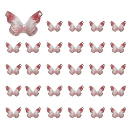 CoCud Mini Resin Butterflies, 0.31" Length, Resin Miniature Dollhouse Accessories Red White - (Applications: for Crafts Nail Art Fairy Micro Landscaping Ornament) 30-Pieces