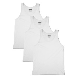TREDECIM Men Organic Cotton Crew Neck Tank Tops Casual Classic Sleeveless Undershirts Pack of 3 (White, Large)