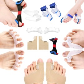 Correctores de Juanete Heobei,11 Pzs Kit de Separador de Dedos Pies Alivio del Dolor de Juanetes,Juanetes Corrector de Gel Flexible Para Articulación del Dedo Gordo del Pie y Dedo Meñique,Dedos Superp