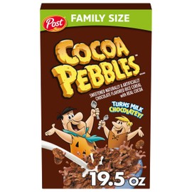 Cocoa PEBBLES Cereal, Chocolatey Kids Crunch, Gluten Free Sweetened Rice Crunch, 19.5 oz Family Size Cereal Box