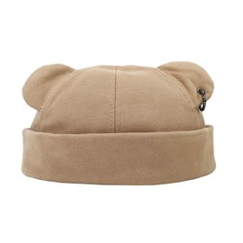 Fall Winter Beanie Hats for Women Men Bear Ear Skull Cap Brimless Cap Adjustable Docker Cap Khaki