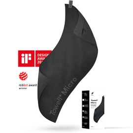 STRYVE Gym Towell+ Micro 105 x 42,5 cm All Black, Mikrofaser Sporthandtuch mit antirutsch, Das funktionale Fitnessstudio Handtuch