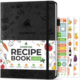 Clever Fox Recipe Book – Make Your Own Family Cookbook – Blank Recipe Notebook Organizer – Empty Cooking Journal to Write In Recipes – Large Size, 8.5”x11.2”, Hardcover, Black