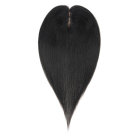 Hairro Human Hair Toppers Free Parted, 3.5x4.7" Base Hand-wovened 100% Real Hairpieces, with Invisible Clips-in for Women, for High Hairline/Adding Volume on Top, 14 Inch Jet Black