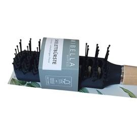 Mibella Natur Skeleton Brush, Ergonomic Wooden Handle, for Short to Medium Length Hair, with Massage Effect, Hair Styling, Hair Care, Hair Design 28737