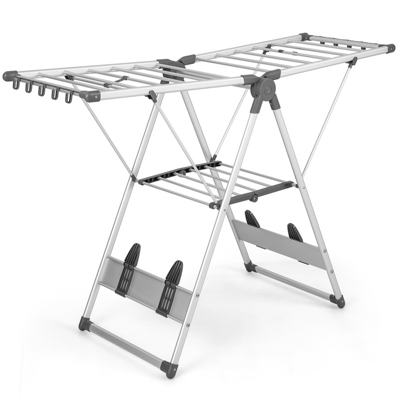 Giantex Clothes Drying Rack, 2-Layer Aluminum Foldable Laundry Drying Rack