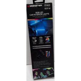 Monster 2 Pack RGB LED Car Interior Lights 10.5" w- Remote Automobile Accessory Monster