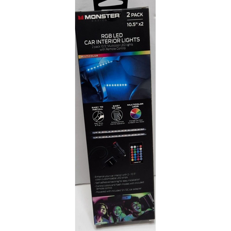 Monster 2 Pack RGB LED Car Interior Lights 10.5" w-
