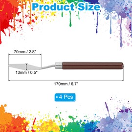 PATIKIL Art Spatula, 4 Pcs No.2 13mm Stainless Steel Flexible Palette Knife Painting Knife Painting Spatula Oil Painting Mixing Scraper with Wood Handle for Canvas Acrylic Painting, Red