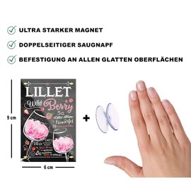 schilderkreis24 Cocktail Recipe Magnet Alcohol Spirits Decorative Fridge Magnet Humour Gift Idea Birthday Christmas 9 x 6 cm (Lillet Wild Berry)