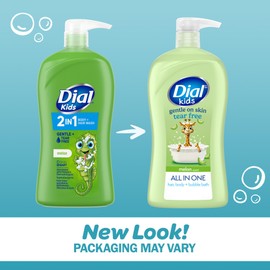 Dial Kids All-in-1 Body Wash + Hair + Bubble Bath, Melon Scent, 32 Fl Oz, Hypoallergenic Body Wash & Shampoo, No Tears Formula for Kids 2+ Years, No Parabens & Silicones