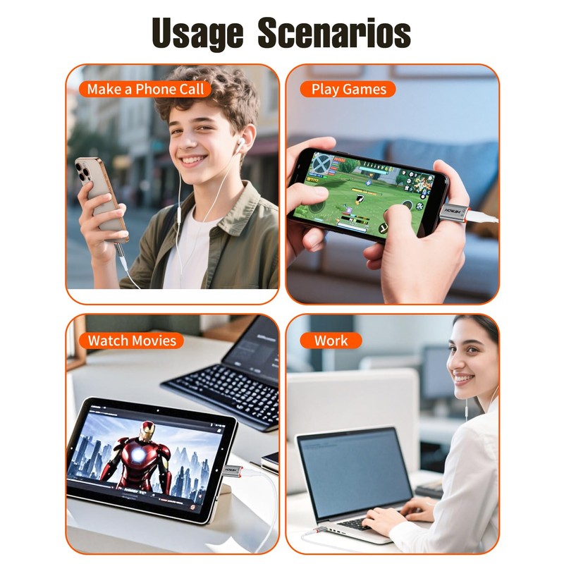 HOWJIM USB C to Light-ning Headphone Audio Adapter,PD60W Fast Charging