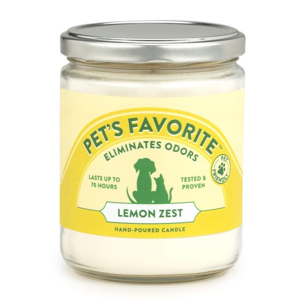 Pet's Favorite - Tested & Proven - Odor Eliminating Candle, Pet-Friendly Scented Candle, in 4 Great Fragrances – 70-Hour Burn Time, Cotton Wick (Lemon Zest, Pack of 1)