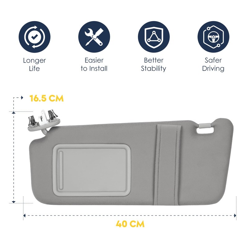 Left Driver Side Sun Visor with Light Fit for Toyota