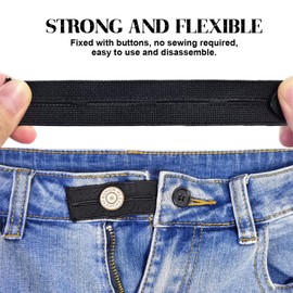 Deshionew 5 PCS Elastic Waist Extenders for Pants, Adjustable Waistband Button Extenders for Pregnancy Men Women (Black)