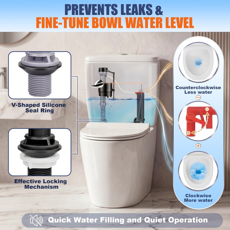 6 Pack Universal Toilet Flusher Replacement Kit and Toilet Valve
