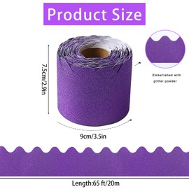 WUYUEJXI 65Feet Scalloped Bulletin Board Borders, Purple Paperboard, Classroom Decoration Strips