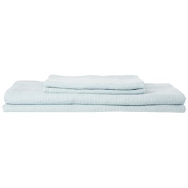 LinenMe 05374 Waffle Washed Linen Bath and Hand Towel Set, Ice Blue