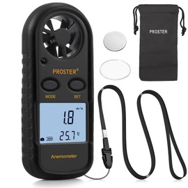 Proster Proster Anemometer Digital LCD Wind Speed Meter Gauge Air Flow Velocity Measurement Thermometer with Backlight for RC Drones Helicopter Windsurfing Kite Flying Sailing Surfing Fishing Etc