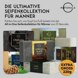 O Naturals Afrikanische Schwarze Reinigungsseife - Reich an Afrikanischer Sheabutter, Hilft bei zu Akne Neigender Haut, Natürliche Seife für Männer & Frauen, Feuchtigkeitsspendende Gesichtsseife