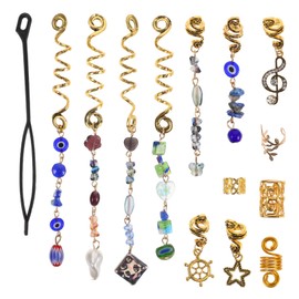 PACKOVE 50Pcs Exaggerated Snake Braid Rings with Eye Stone Metal Spiral Hair Unique Ethnic Style Hair Jewelry for Women Dreadlock Accessories