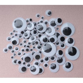SOWAKA 100 Pcs Googly Eyes Assorted Size Plastic with Self Adhesive 0.8 cm 1 cm 1.2 cm 1.5 cm 2 cm 2.5 cm 3.5 cm Round Stickers for DIY Crafting Scrapbooking Decoration (White)