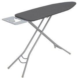 STO STO Ironing Board Full Size 45" x 14" with Iron Holder, 7 Height Options 29" to 36", Space Saving Foldable Iron Board with Removable Covers and Reinforced Steel Legs, Gray