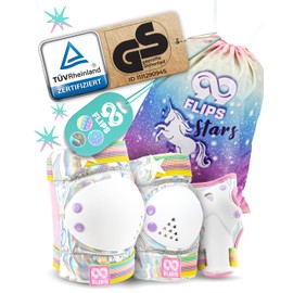 99FLIPS Knee Pads Children's Inline Skates – Protector Set Children [6] – Protectors Children's Inline Pads Children – Protectors Inline Skates Children – Size S/M Magic Silver – Knee Pads Children