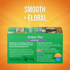 Twinings Green Tea with Jasmine Individually Wrapped Bags, 20 Count (Pack of 6), Fragrant Floral Scent, Caffeinated, Enjoy Hot or Iced, 120 Teabags