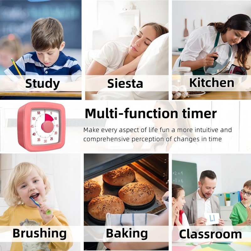 60 Minute Visual Timer for Kids and Adults, Non-Ticking 5.5