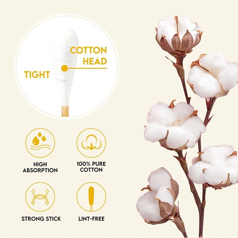 6-Inch Long Q-Tips for Cleaning Dogs' Ears | Extra-Wide Cotton