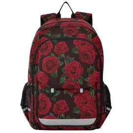 ALAZA Red Rose Leaves Backpack Bookbag Laptop Notebook Bag Casual Travel Daypack for Women Men Fits15.6 Laptop