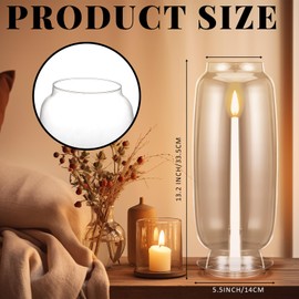 Leinuosen Hurricane Glass Candle Holder Clear Candlestick Holder for Taper Candle with Windproof Cylinder Cover 13.2 Inch Centerpiece Table Decor for Wedding Birthday Party