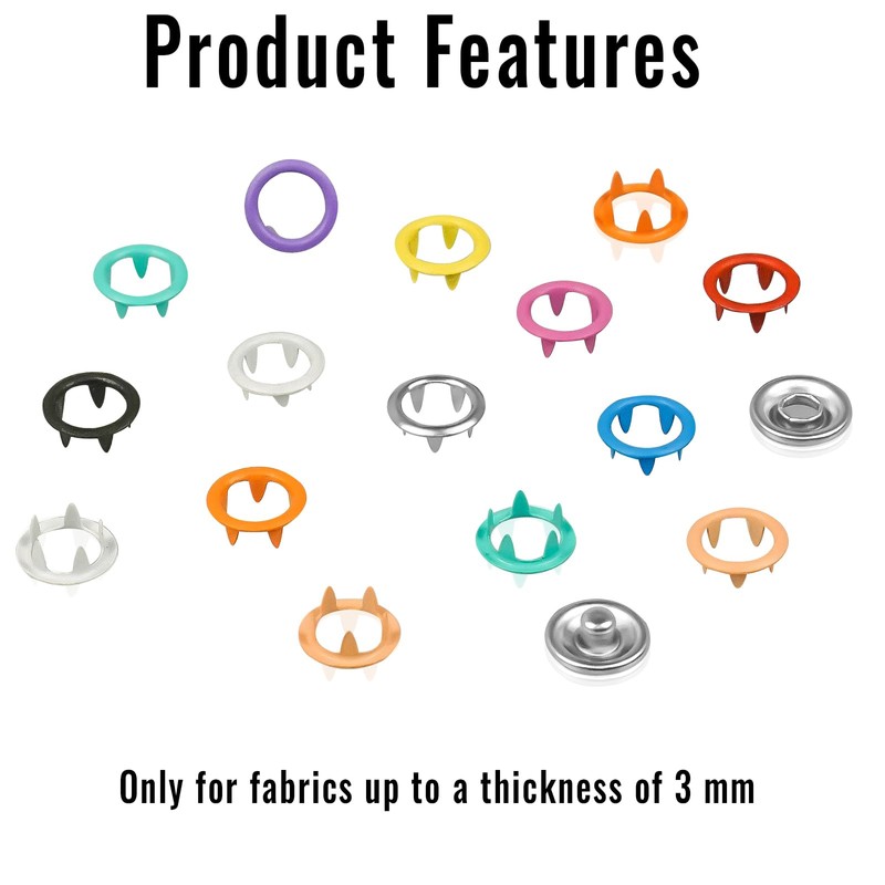 rietegio Snap Button Fastener Kit 250 Sets Poppers Fasteners with