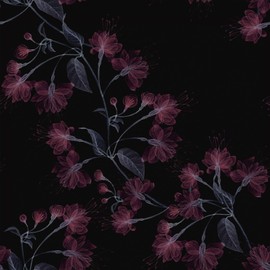 WESTICK Red Black Peel and Stick Wallpaper Floral Contact Paper Self Adhesive Vintage Floral Wallpaper for Bedroom Accent Walls Removable Flower Wallpaper Mural for Cabinets Entrance Hall 17.5"x100"