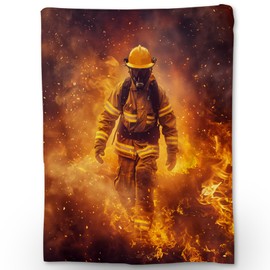 Ti Caldi Firefighter Blanket, Soft Cozy Lightweight Flannel Throw Blanket for Couch, Bed, Travel & Outdoor Use, Warm Fluffy Fuzzy Blankets for Women Men, Home Decor 60×50 in