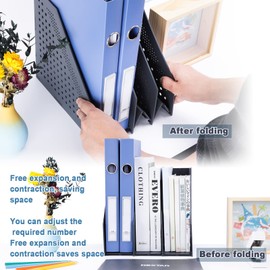 FRETONBA Foldable Magazine File A4, File Magazine Holder with 3 Compartments, Desk Organiser for Office Organization and Storage, Desk Organiser for School Office, Dark Grey