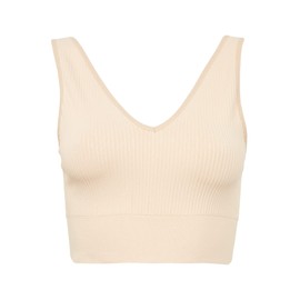 Leif Nelson Women's Seamless Sports Bra Fitness Crop Top No, camel