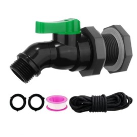 High Flow Rain Barrel Spigot Kit, 3/4" GHT Garden Hose Thread, Water Tank Faucet with PVC Bulkhead Fitting