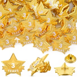 Remuuly 36 Pcs Year Service Award Star Lapel Pins Year of Service Award Lapel Pin Reward Star Pins for Long Standing Employees Volunteers(3 Year)