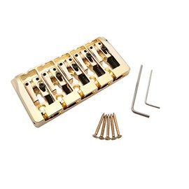 Guyker 5 String Bass Bridge with Locking Zinc Saddles â Dual Load Type A Bridges String Space 19mm Replacement for Jazz Bass or Precision Electric Instruments (Golden)