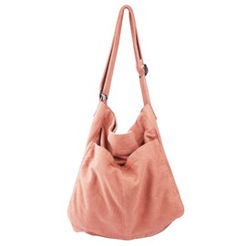 Canvas Hobo Crossbody Shoulder Tote Bag for Women and Men W/Multi-pocket Casual Purse Messenger Bags Travel Work (Pink/607)