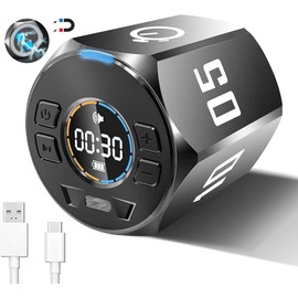 Multi-Hexagon Pomodoro Timer, Digital Cube With Various Time Presets, Magnetic Visual & Flip Focus, Rotating Display, Silent & Alarm, Count Up & Countdown for Classroom, Cook, Gym, Office