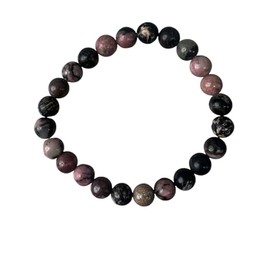 kristalglobe Natural Crystal Bracelets for Women and Men 8mm, Rhodochrosite Gemstone Beaded Bracelets, Round Gemstones Stretch Bracelet, Yoga Bracelets Jewelry, Pink & Brown Healing Bracelet