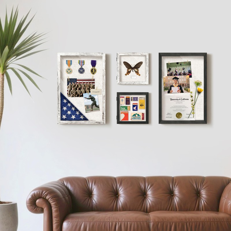 FrameWorks 8x8 Deep Shadow Box Frame, Wooden Display Case w.