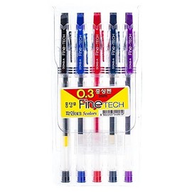 Dong-A Fine-Tech Excellent Writing 0.3mm Gel Ink Pens Assorted Color by Dong-A - 5 Color Set